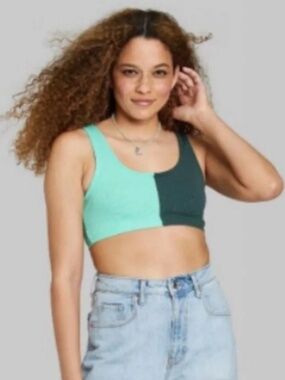 NWT Wild Fable Colorblock Ribbed Crop Top Tank Size XL